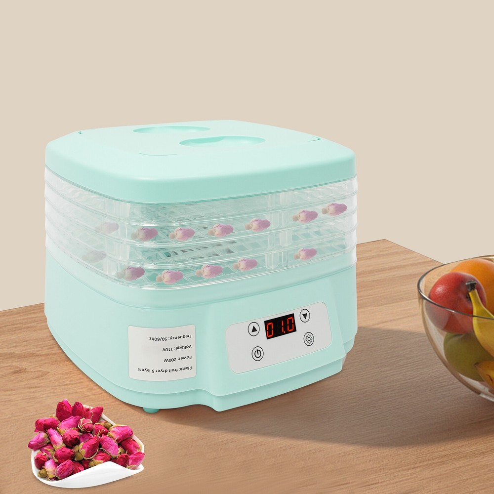 5 Trays Food Dehydrator Machine 200W Adjustable Timer Fruit Drying Machine