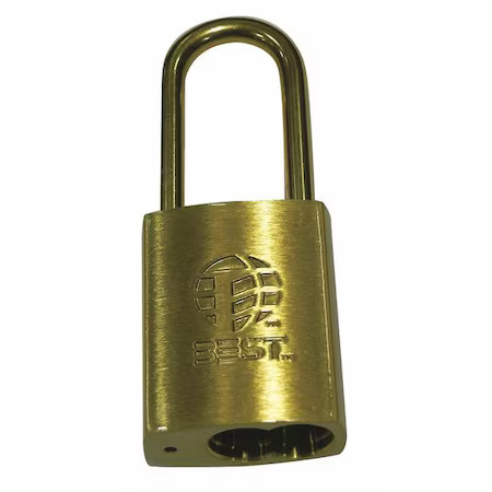 Best 21B782l606 Padlock, Coreless, Long Shackle, Rectangular Steel Body,