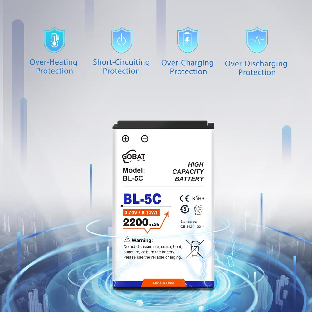 2Pcs BL-5C Battery,2200Mah High Capacity Battery Compatible for Devices Uses BL-