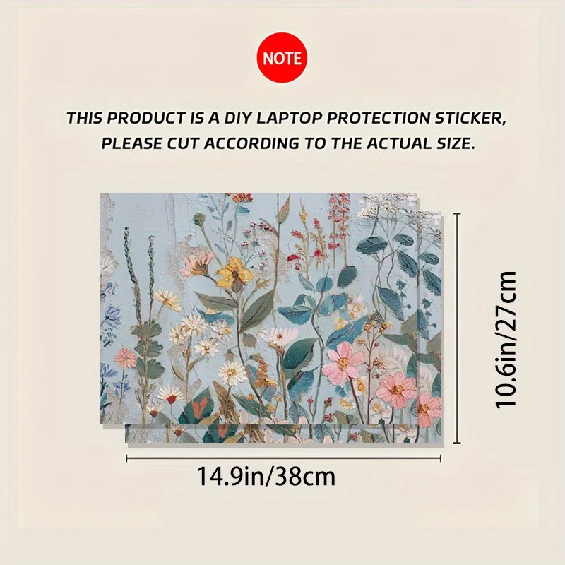 3pcs Flower Pattern Computer Bright Light Protective Sticker Scratch-resistant