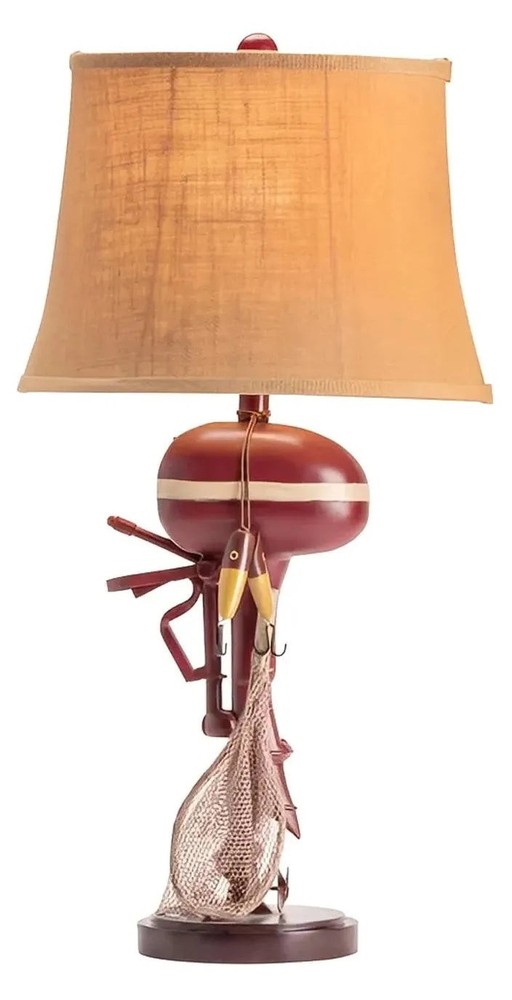 Fishin' Essentials Table Lamps (2-Pack), Red, Rustic