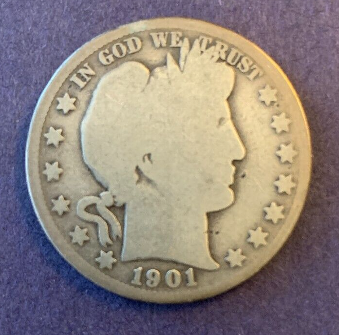 1901-S Circulated Barber Half Dollar 50c - G/AG