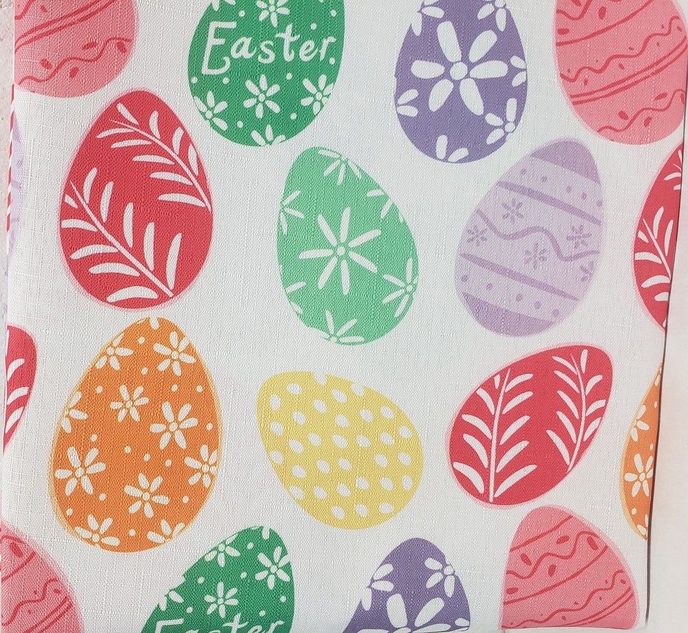 Printed Fabric Tablecloth 60"x84" Oblong (6-8 people) MULTICOLOR EASTER EGGS,EHD