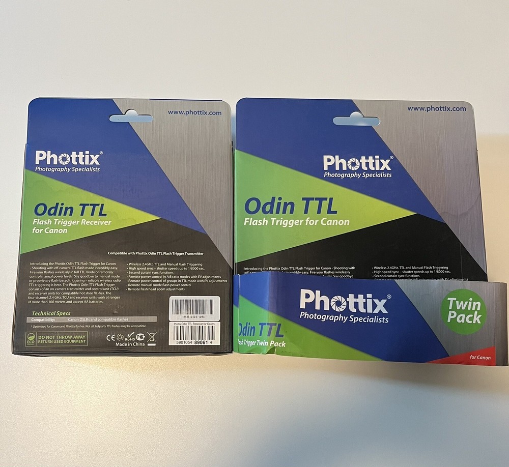 Phottix Odin TTL Flash Transmitter & Receiver Twin PACk Canon Camera wireless
