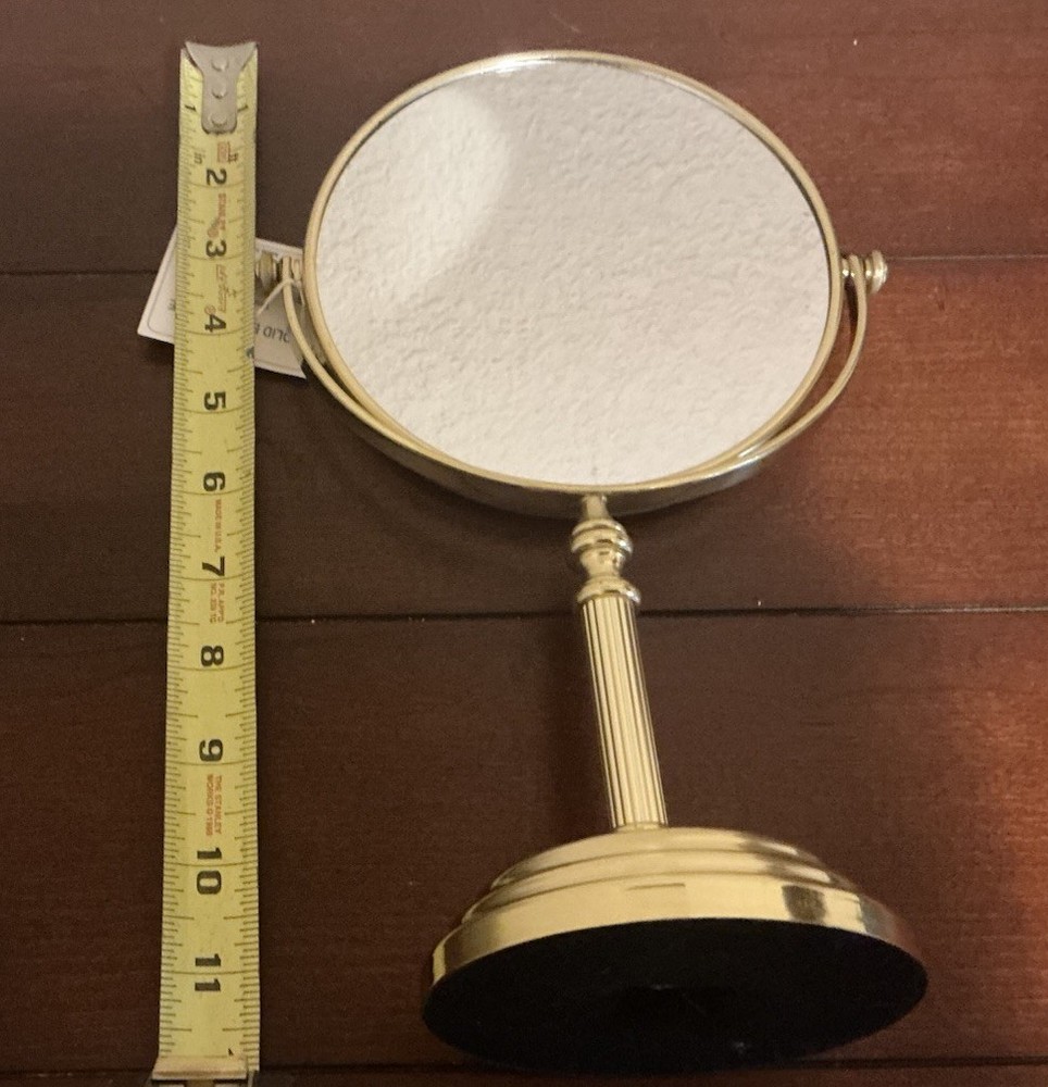 Vintage Kimball & Young Vanity Stand Mirror 6” Solid Brass Frame