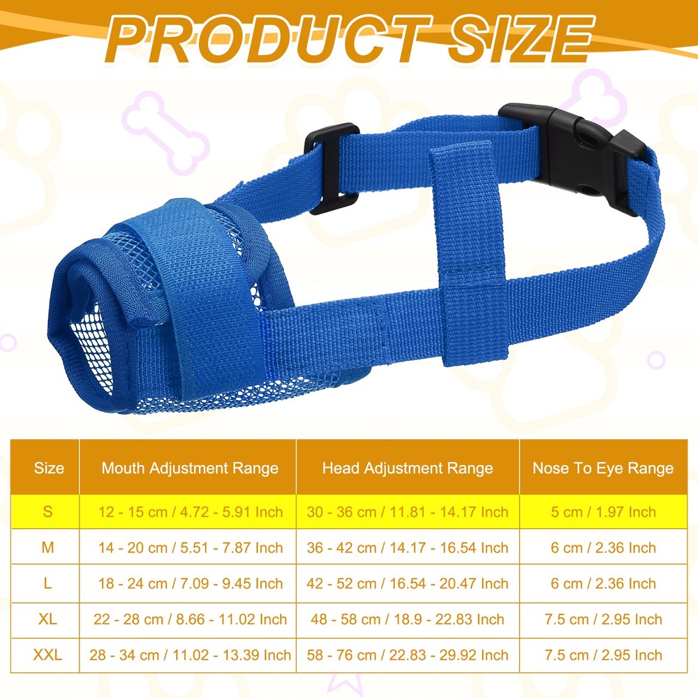 Dog Muzzle Soft Mesh Muzzle Mouth Guard Cover Blue S