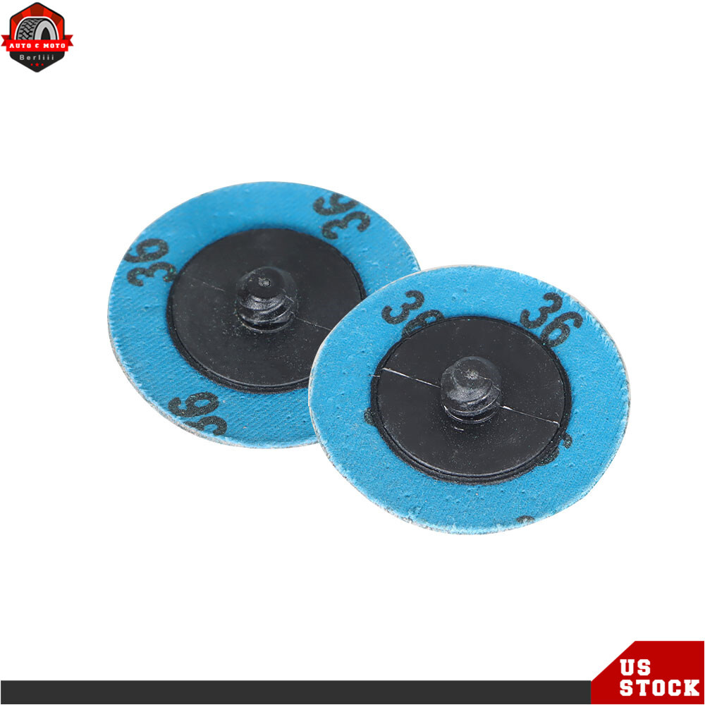 25 Pack 2" 36 Grit Zirconia + Grind Aid Quick Change Sanding Discs Type New