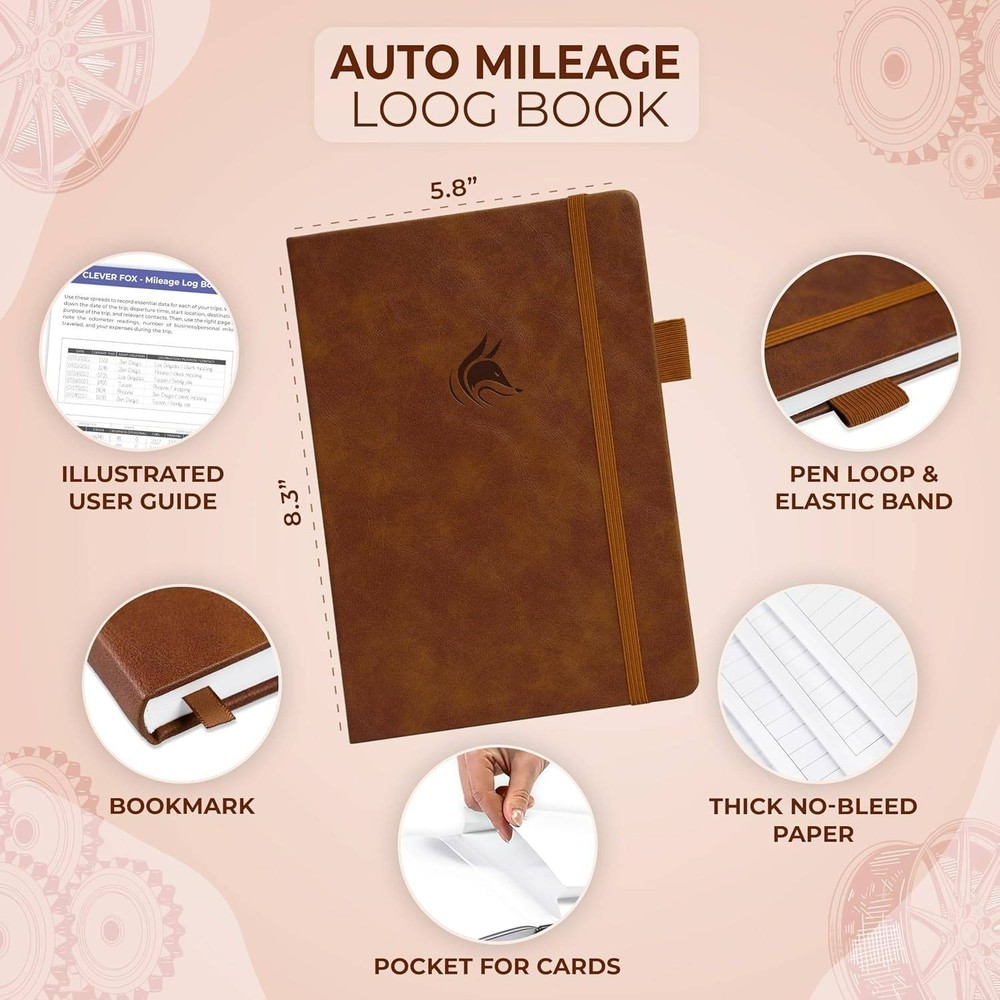 Clever Fox Auto Mileage Log Book Driving Logger Book A5