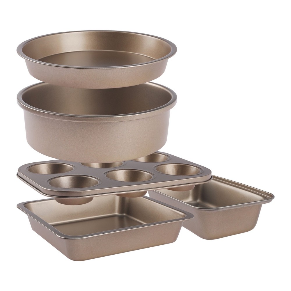 Nonstick Bakeware Set Baking Pans Set Gold 5 Pcs