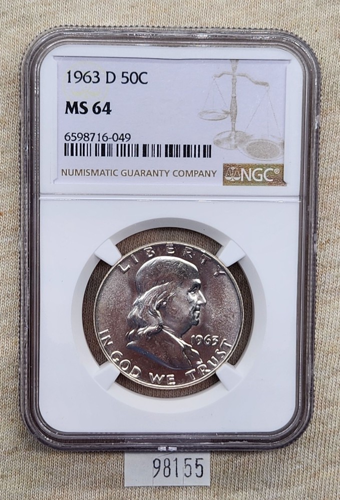 WPCoins ~ 1963-D Franklin Half Dollar NGC MS-64