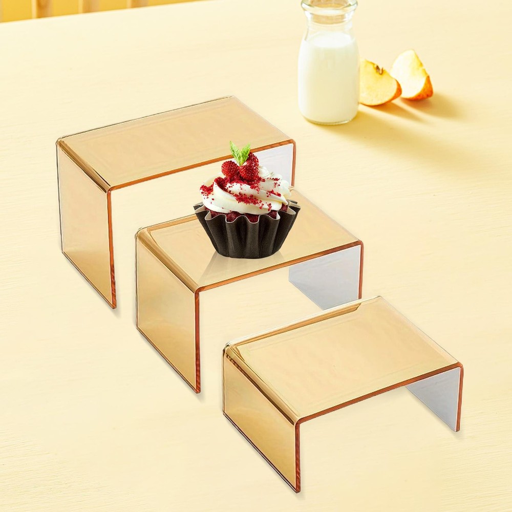 6pcs Acrylic Display Stand Riser 3 Sizes Storage Rack for Tabletop