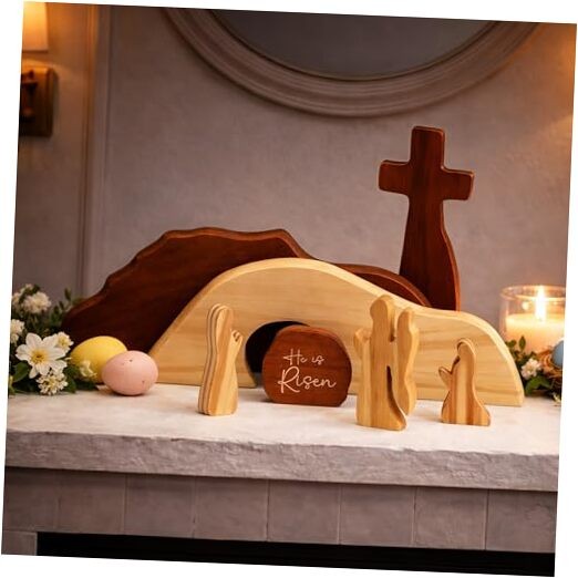 7-Piece Empty Tomb Easter Decoration Set, He is Risen Easter Decor, Nelxi-279