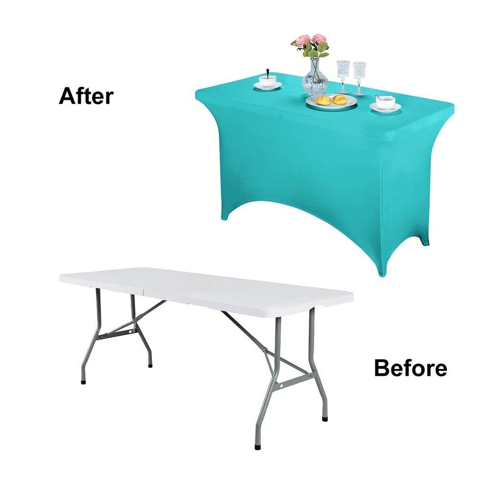 2Pack Spandex Table Covers 4ft，Fitted Tablecloth for 4ft Rectangular Tables S...