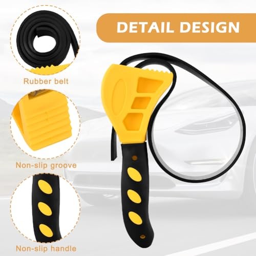 2-Pack Rubber Strap Wrench, Adjustable Wrench Set Diameter 6" and 8", Yellow