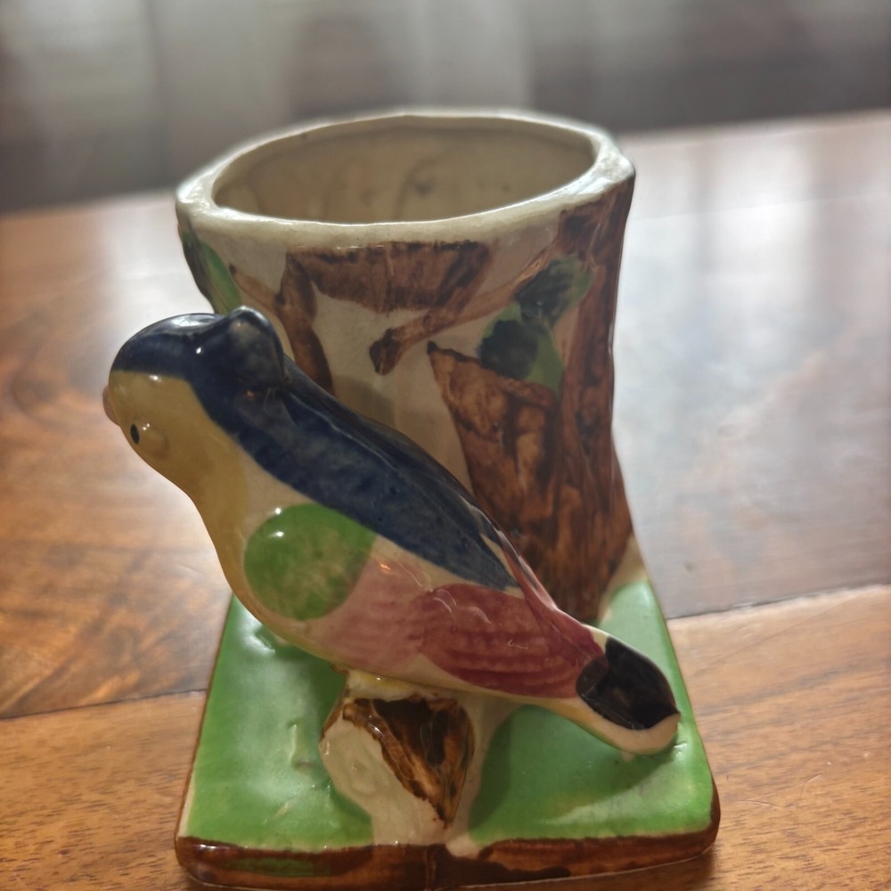 Ceramic Bird Tree Stump Candle Holder 4 1/2" L - 3" Depth - 3 1/2" Tall