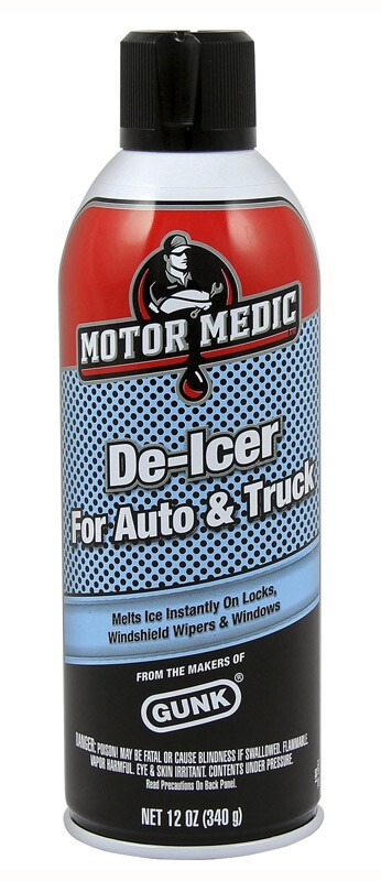 3 ~ Motor Medic Gunk Windshield De-Icer Aerosol 12 oz Use on Windshield & Locks