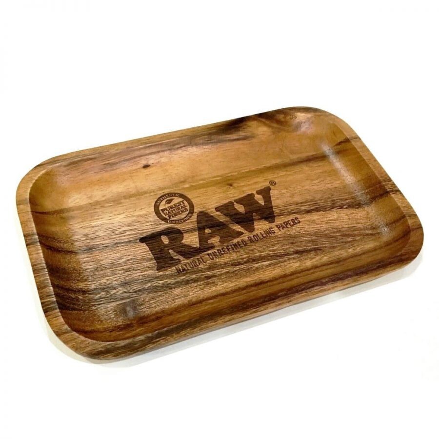 RAW WOODEN ROLLING TRAY MEDIUM 28x18x2cm