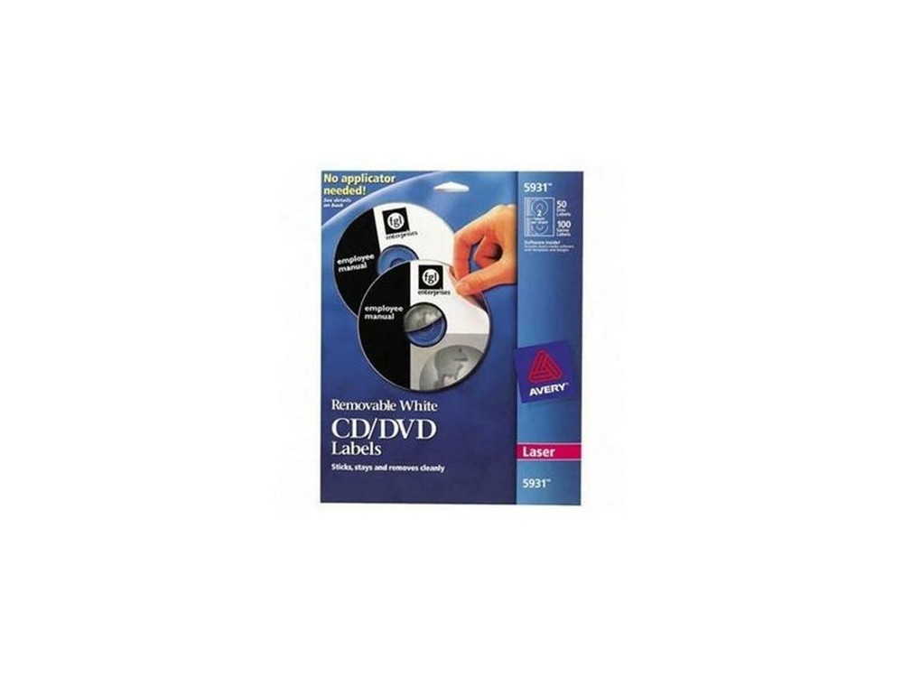 AVERY 5931 Matte White Removable CD Labels for Laser Printers