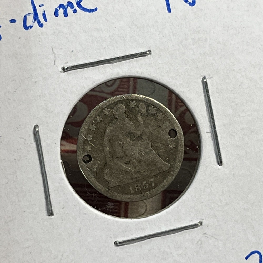 1857 Half Dime Silver Coin Collection Holes