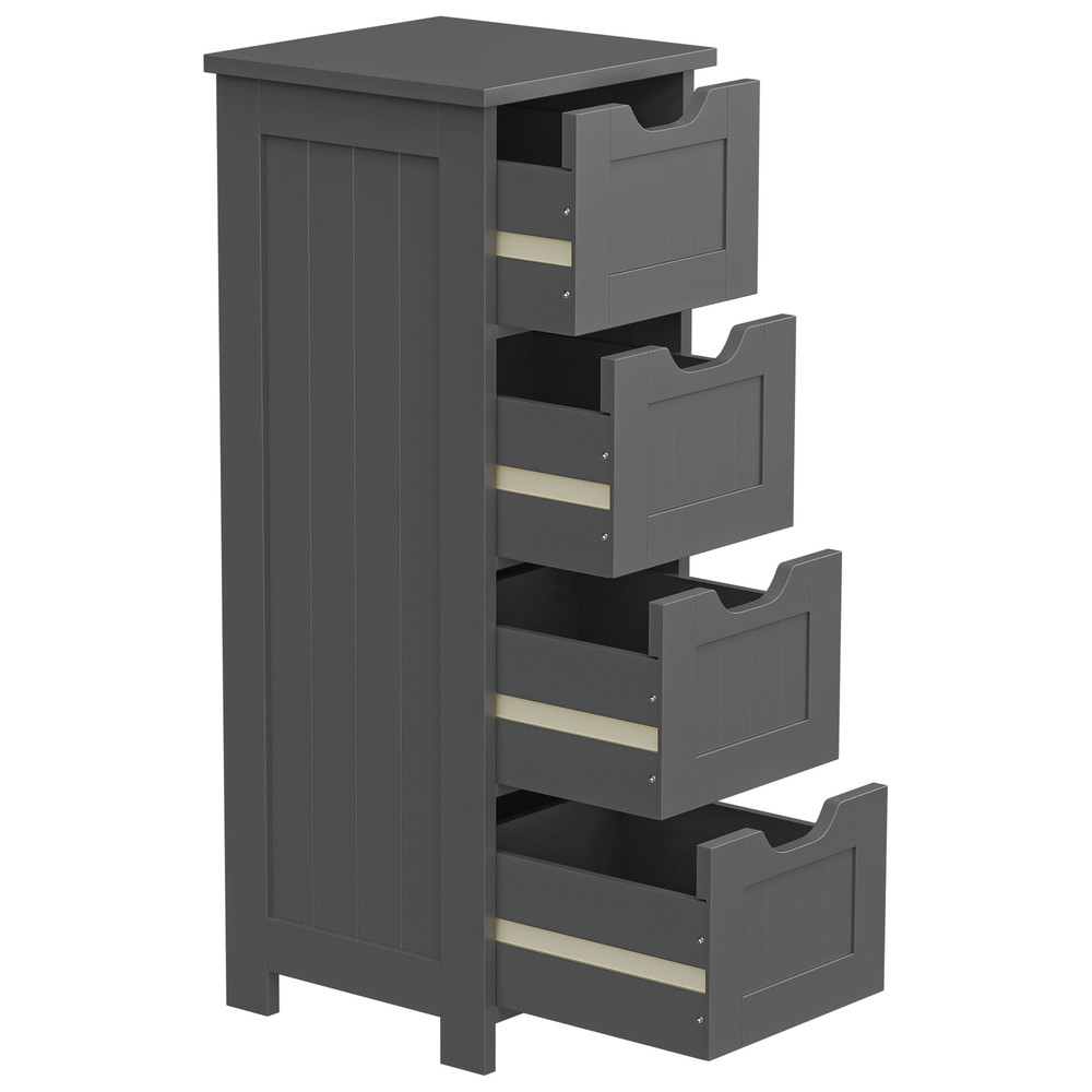High Quality Black MDF Bathroom Cabinet with Four Drawers and Display Tabletop