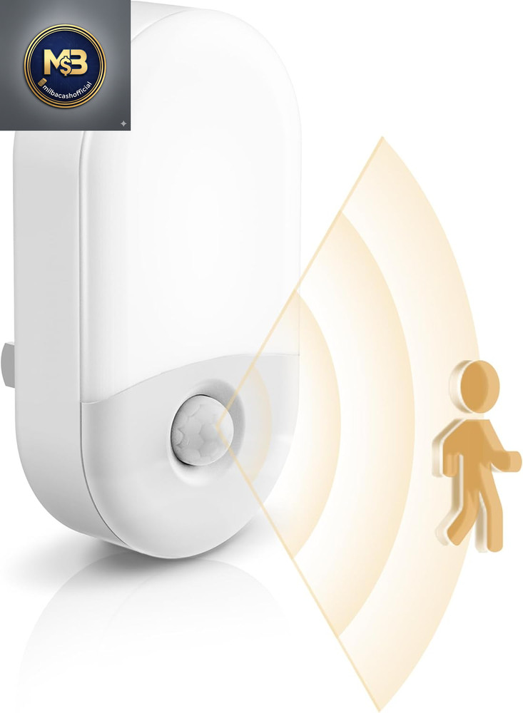 Motion Sensor Night Light, 2-Pack, Warm White, Adjustable Brightness