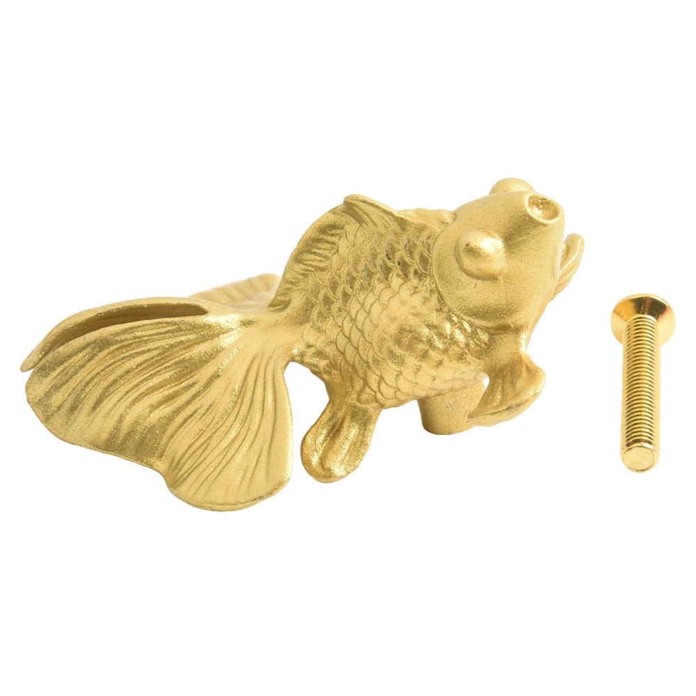 Vibrant Goldfish Cabinet Drawer Knobs Solid Brass Material Stylish Handle