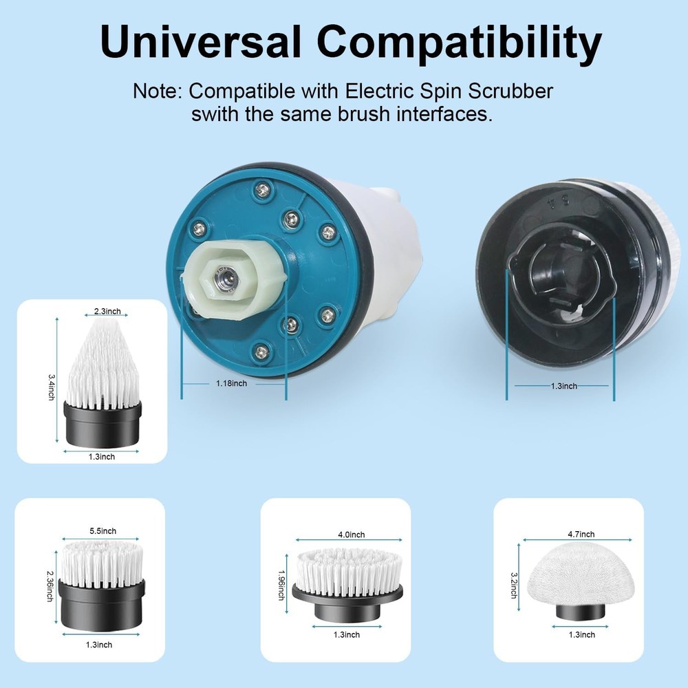 Electric Spin Scrubber Replaceable Brush Heads Set, 4 Pack Cordless Spin Scrubbe