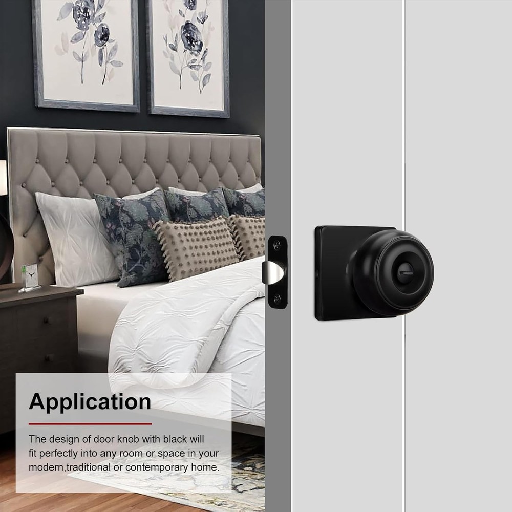 Haidms Black Door Knobs Interior, Square Privacy -6 Pcs, Matte