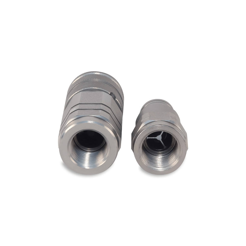 3/8″ Flat Face Hydraulic Quick Couplers Set - 1/2″ NPT Thread