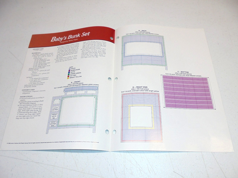 Baby Bunkbed Plastic Canvas Pattern for Fashion Dolls