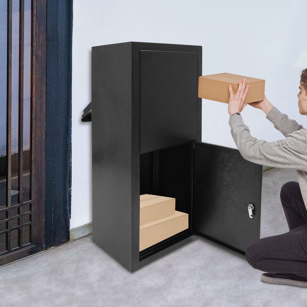 Parcel Drop Box, Package Delivery Box, Large Mail Box with Key Lock Black