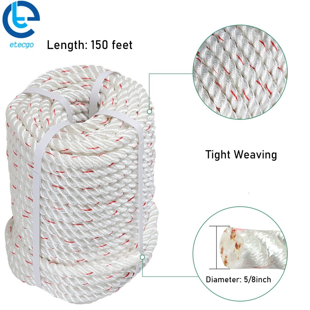 8900Lbs Double Braid Polyester Arborist Bull Rope Pulling Rigging Line 5/8"×150'