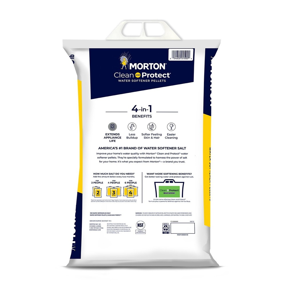 Morton Salt Clean and Protect Water Softener Salt Pellets, 40 lb. Bag ( 2 PACK )