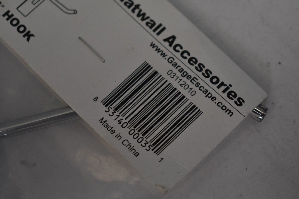 GarageEscape 4" Slatwall Single Hooks 4 Pack 03112010 Multipurpose Lightweight