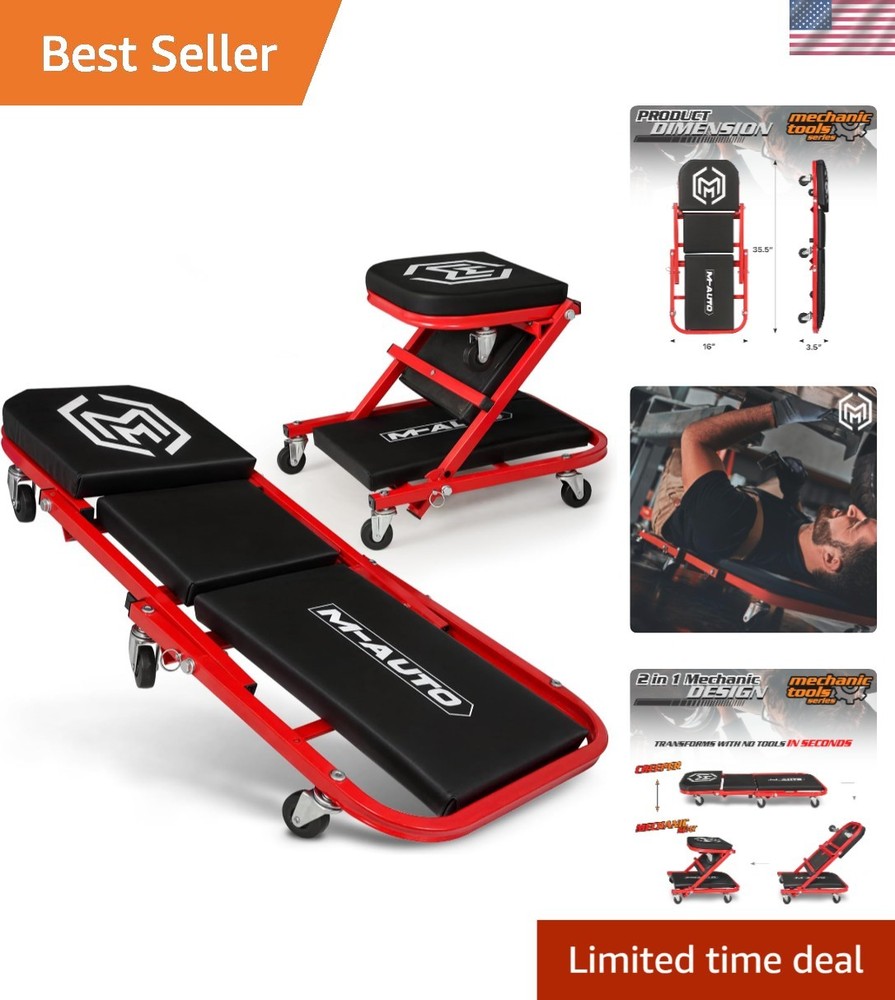 Durable Folding Car Creeper with Thick Padded Cushions - 330LBS Support