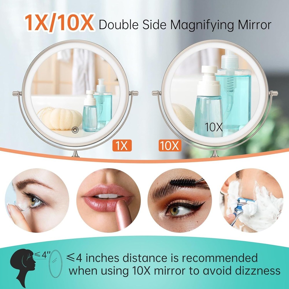 Rechargeable Wall Mounted Lighted Makeup Vanity Mirror Shaving Lighted Mirror