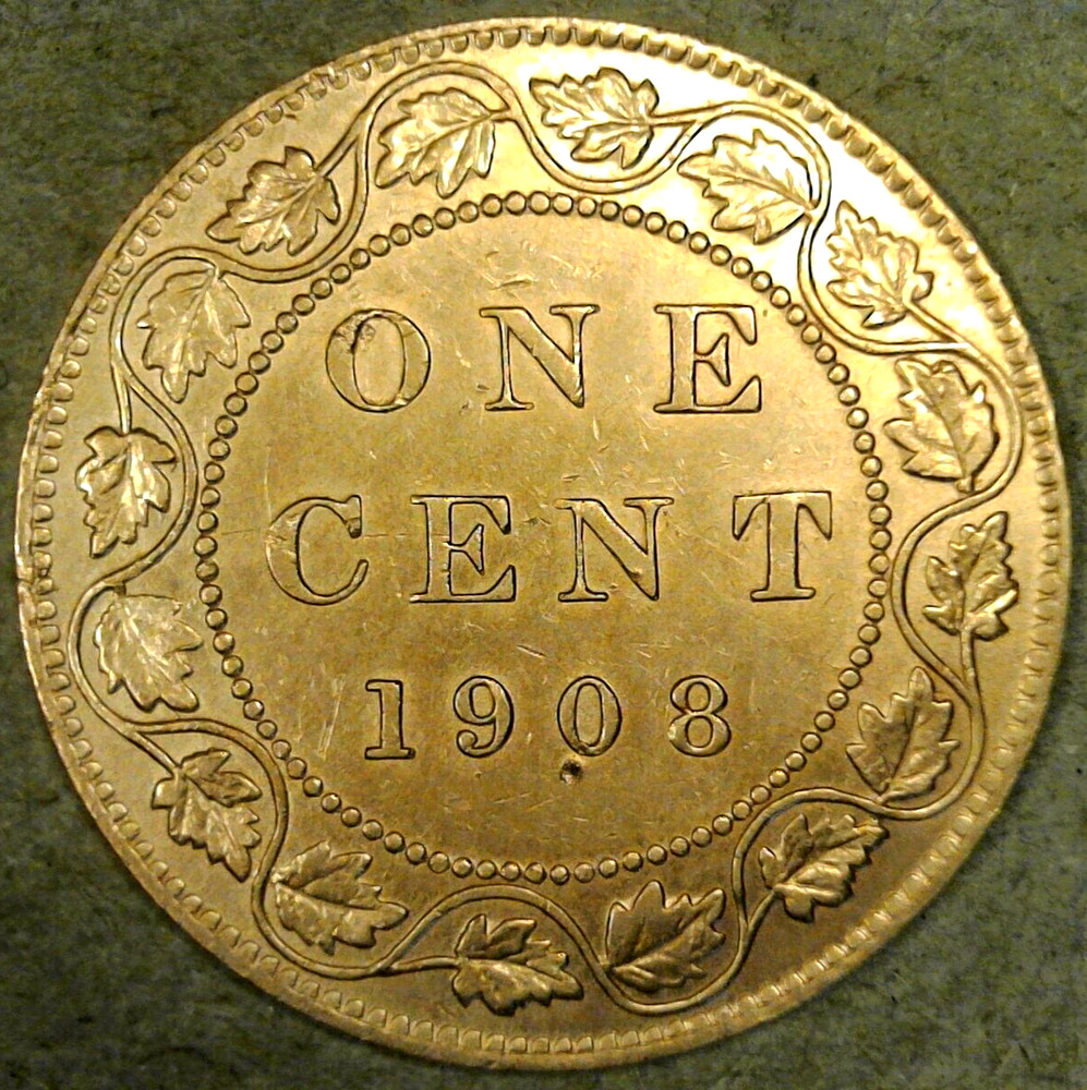 1908 Canada Large Cent Circ. BN Die-Crack Re-Punched Errors King Edward VII