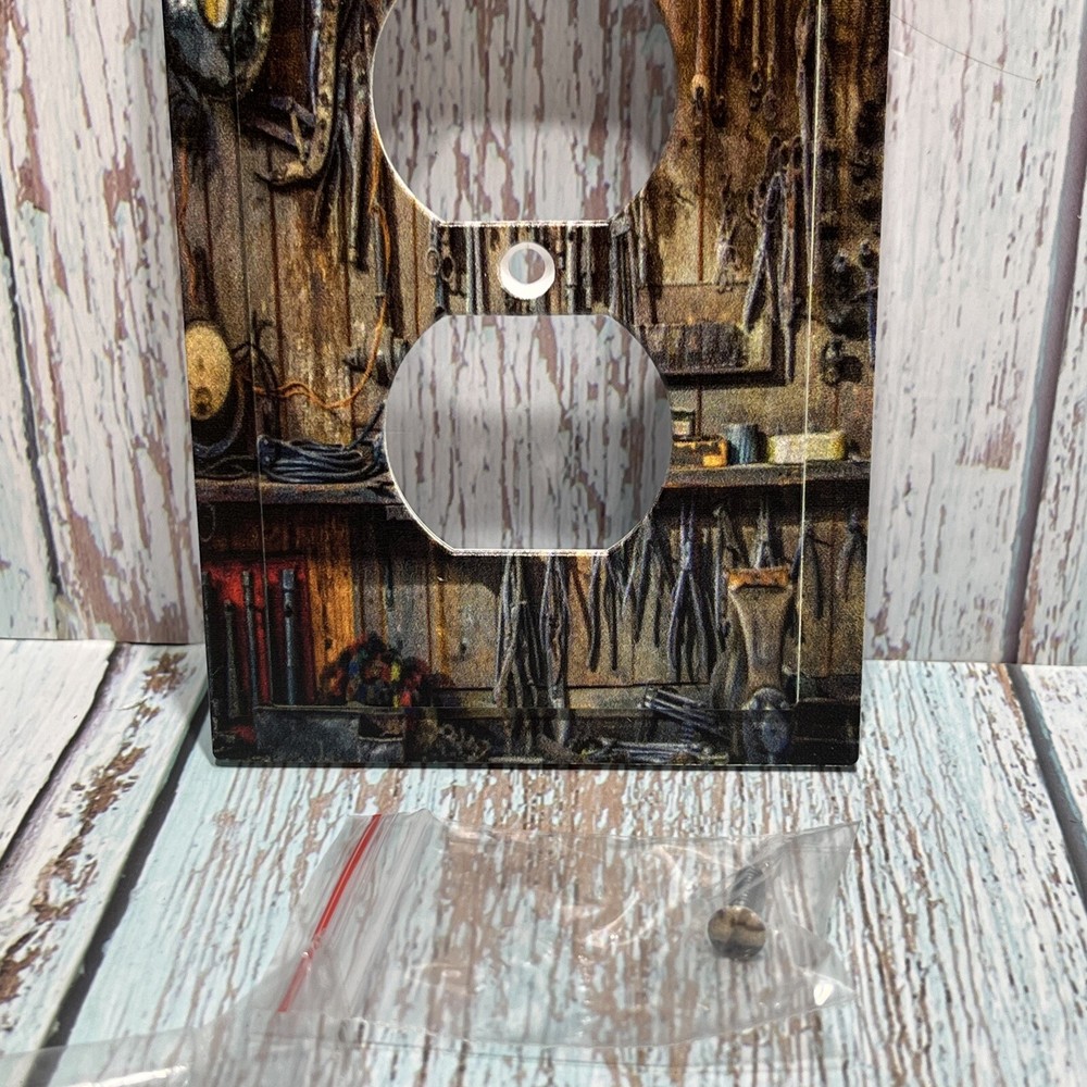 Rustic Tools,2 OutletsWall Switch Plate.NIP