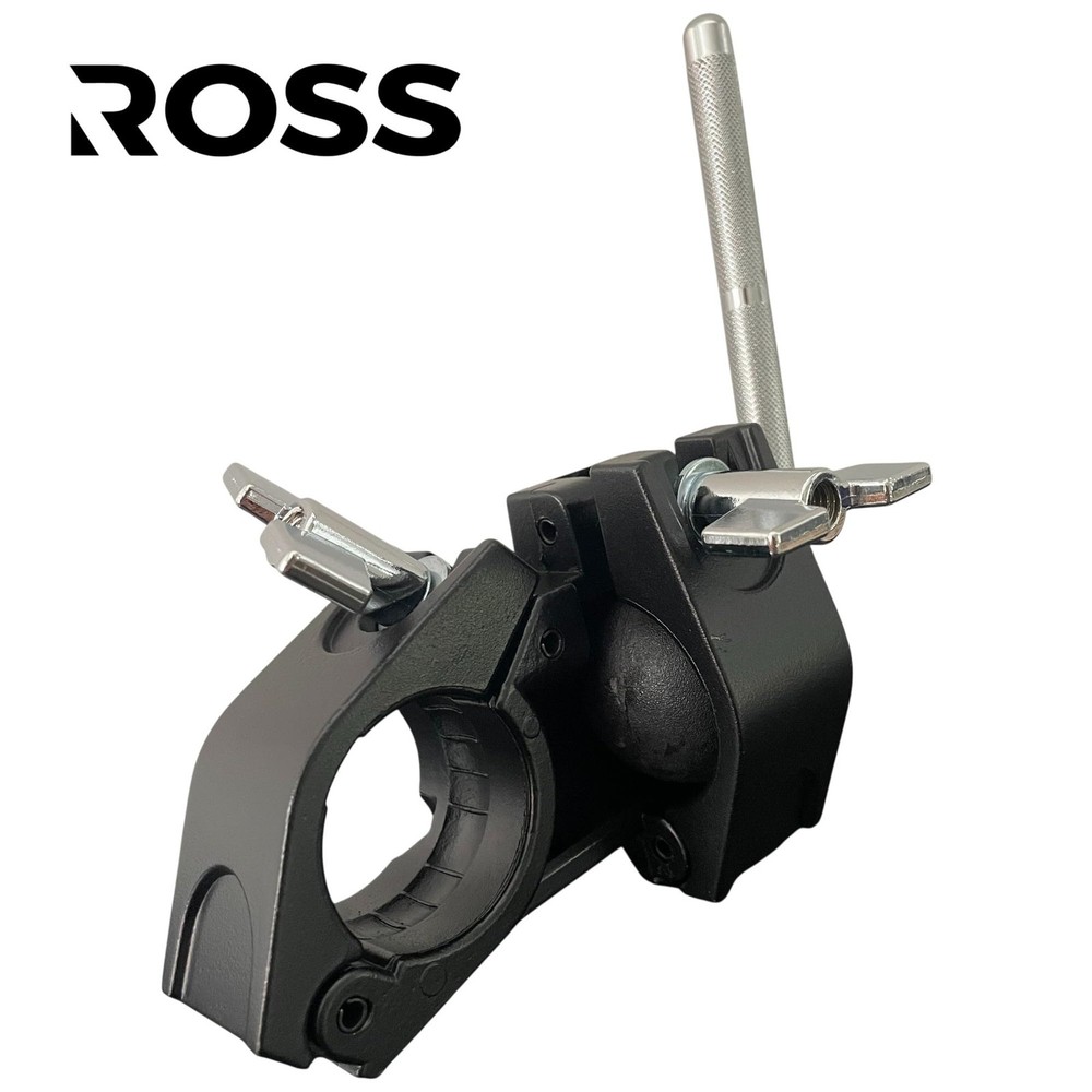 ROSS Percussion Drum Rack Clamp 1.5″ Multi-Purpose Cowbell Mount, Black