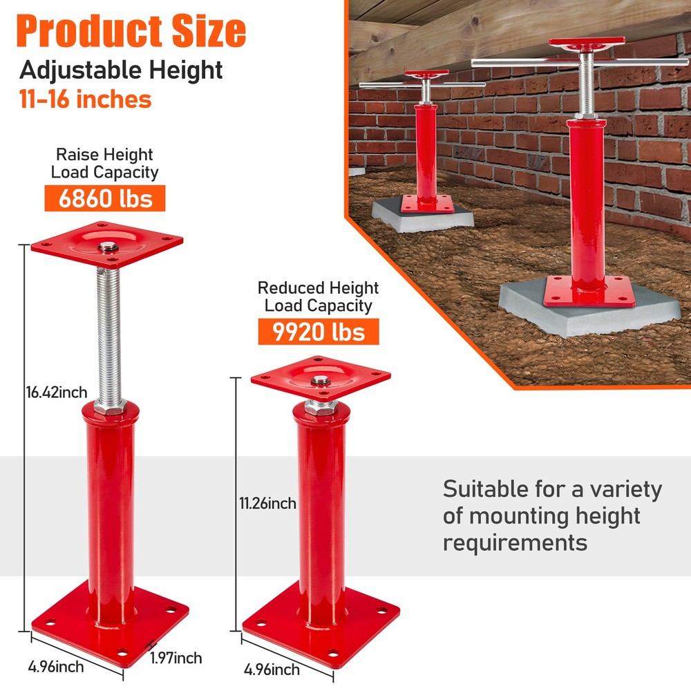2Pc House Leveling Lift Sagging Floor Beam Column Support Jack Post Tool Durable