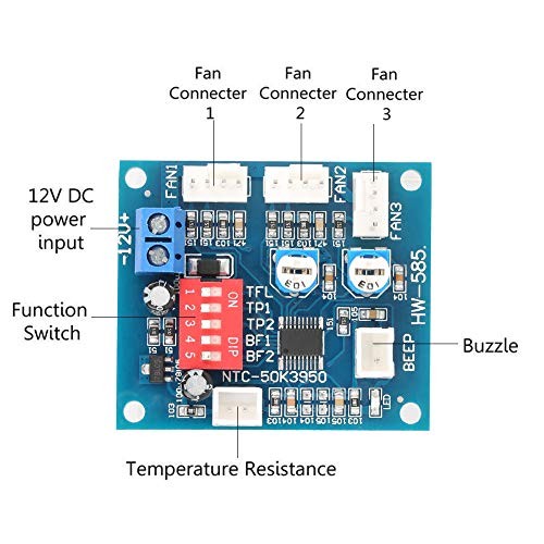 DC 12V Speed Controller Module, PWM Fan Speed Controller Module Four Wire PC