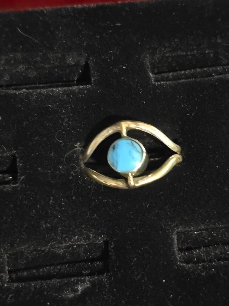 Turquoise Chrysocolla Swivel Stone Silver Ring Adjustable Versatile Band