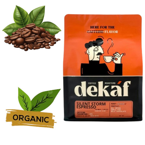 DEKAF Silent Storm Espresso 12 oz Low Caffeine Medium Dark Smooth Coffee