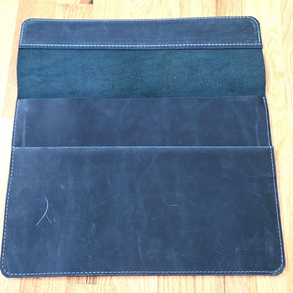 Leather Portfolio Sleeve Document Holder Minimalist Folio Case blue