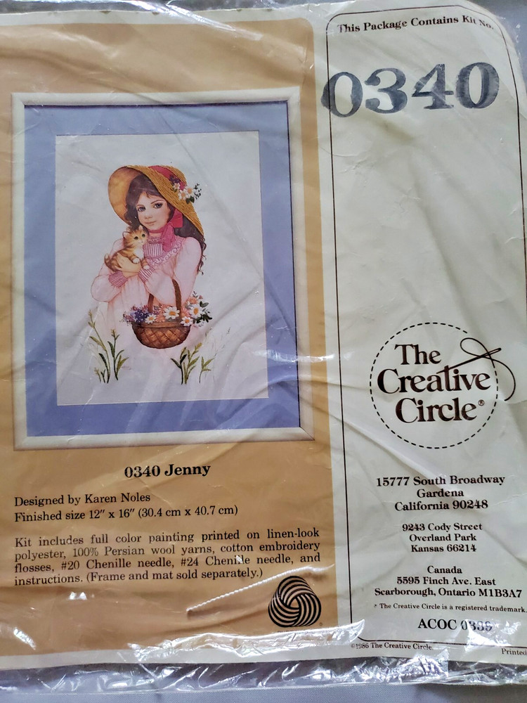 Creative Circle "Jenny" Gallery Crewel Kit Size 12" x 16"
