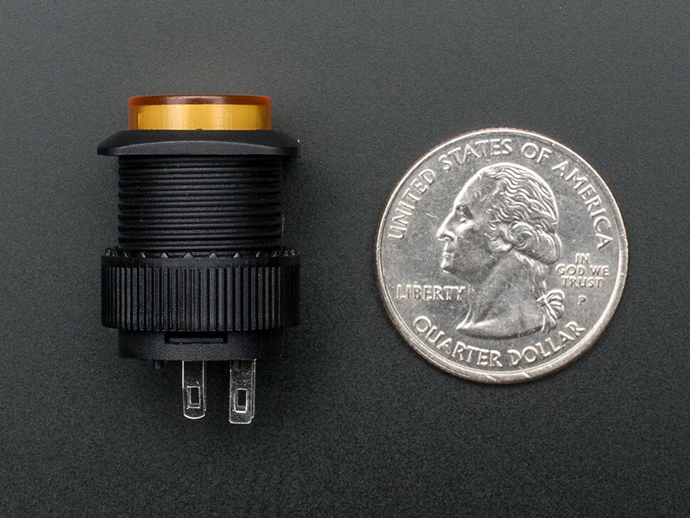 [ Adafruit ADA-1441 ] 16mm Illuminated Pushbutton - Yellow Momentary