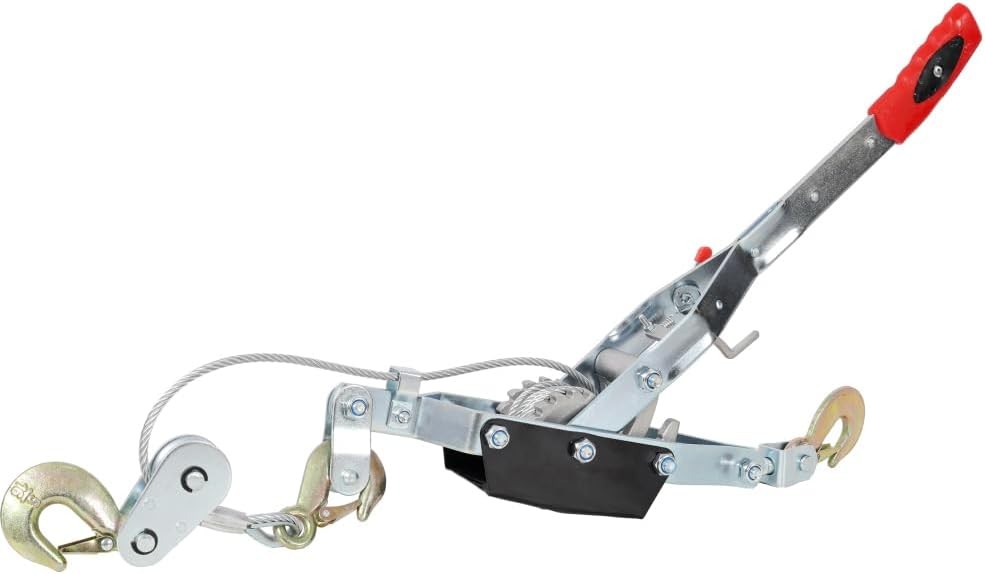 4T Hand Winch Puller Double Gear 3 Hooks 12FT Steel Cable Power Ratchet Puller