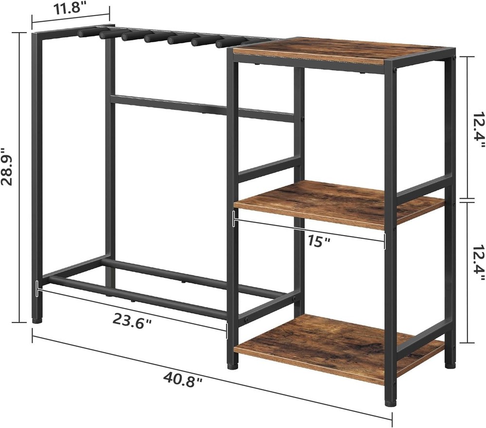 Guitar Stand Multi Guitar Rack 6 String Instruments with Side Shelves Brown