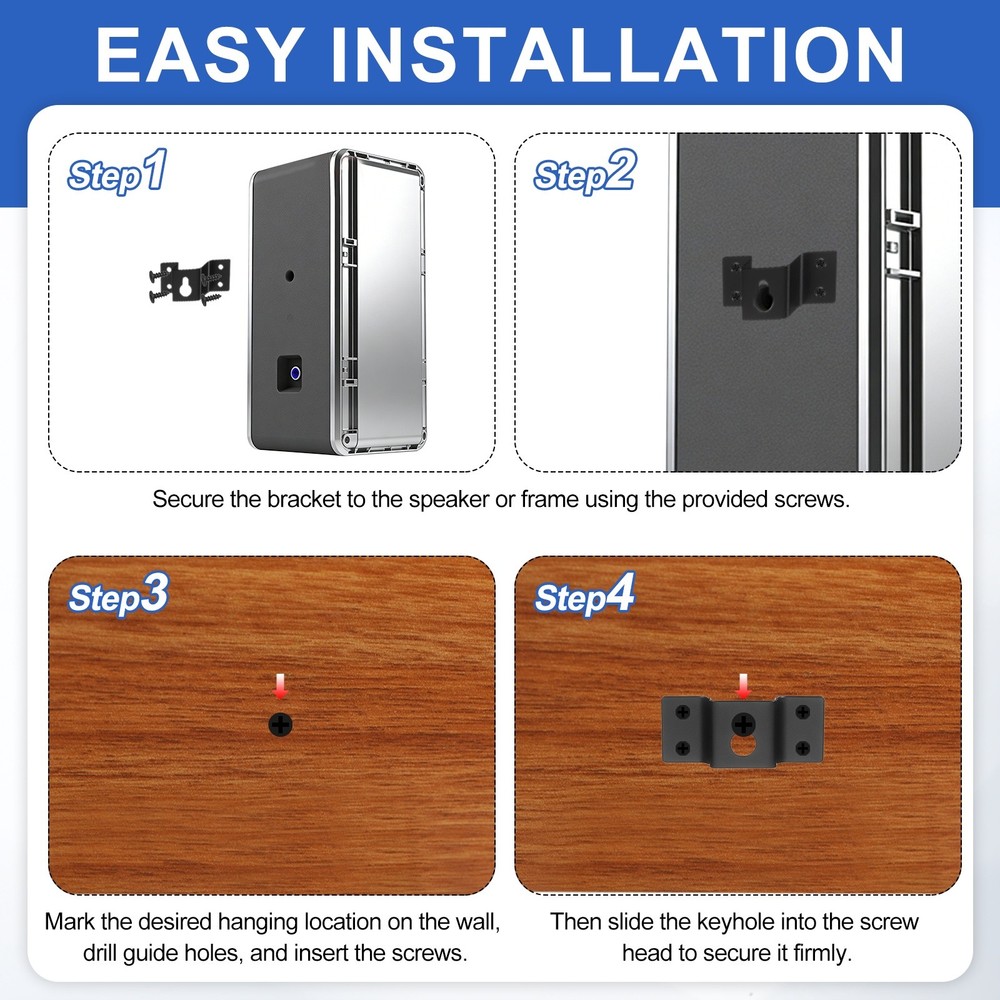 16Pcs Wall-Mounted Speaker Hanging Brackets, 2.8 x 1.18In