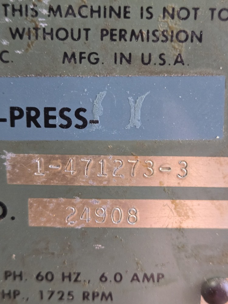 AMP-O-LECTRIC MODEL K TERMINATING CRIMPER PRESS 1-471273-3.